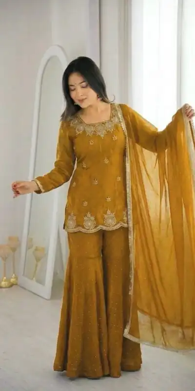ZSR 3166 Mustered Color Fendy Silk With Embroidery Work Salwar Suit. Get it for ₹2149. Delivery 4-6 Working Days. Online Shop now. | Casual Suits, Jump Suits, Creative suits, Designer Suits, Palazzo Suits, Party Wear Suits, Patiala Suits, Salwar suit, Straight Suits