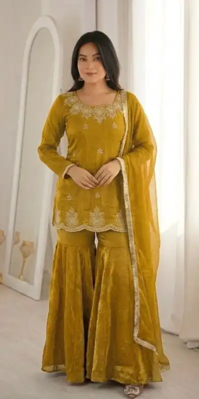 ZSR 3166 Mustered Color Fendy Silk With Embroidery Work Salwar Suit. Get it for ₹2149. Delivery 4-6 Working Days. Online Shop now. | Casual Suits, Jump Suits, Creative suits, Designer Suits, Palazzo Suits, Party Wear Suits, Patiala Suits, Salwar suit, Straight Suits