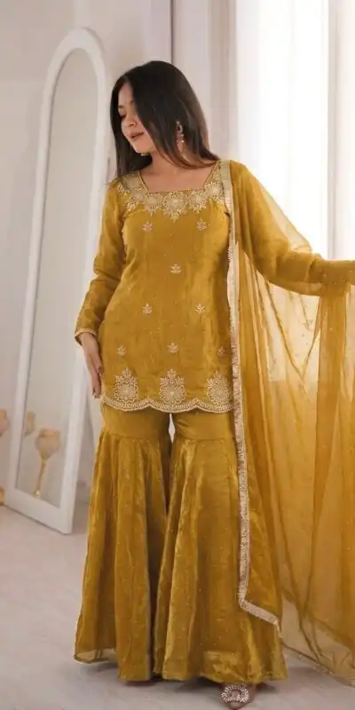 ZSR 3166 Mustered Color Fendy Silk With Embroidery Work Salwar Suit. Get it for ₹2149. Delivery 4-6 Working Days. Online Shop now. | Casual Suits, Jump Suits, Creative suits, Designer Suits, Palazzo Suits, Party Wear Suits, Patiala Suits, Salwar suit, Straight Suits