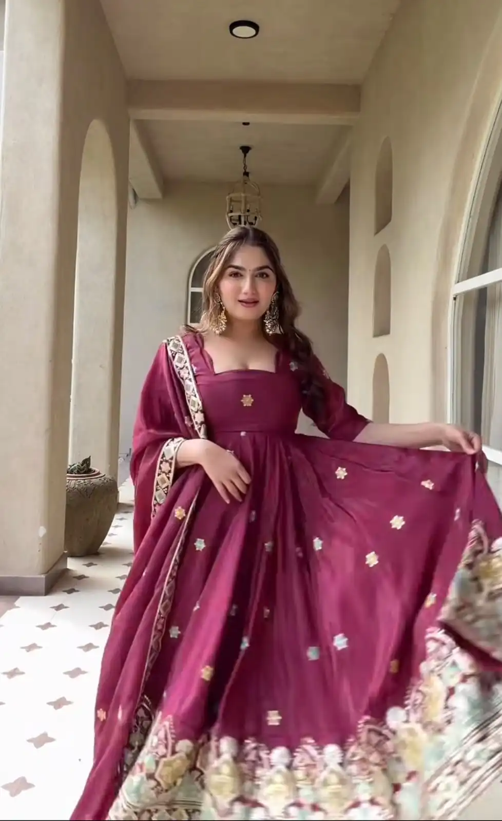 MD 3097 Red Color Natural Crep Anarkali Suit with Embroidery Work. Exclusive Offer ₹2649. Delivery 4-6 Working Days. Shop now. | Anarkali Suits, Bollywood Anarkali, Creative-Anarkali, Designer Anarkali, Embroidered Anarkali, Party Wear Anarkali