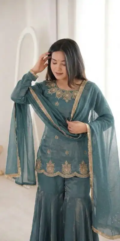 ZSR 3166 Teal Color Fendy Silk With Embroidery Work Salwar Suit. Get it for ₹2149. Delivery 4-6 Working Days. Online Shop now. | Casual Suits, Jump Suits, Creative suits, Designer Suits, Palazzo Suits, Party Wear Suits, Patiala Suits, Salwar suit, Straight Suits
