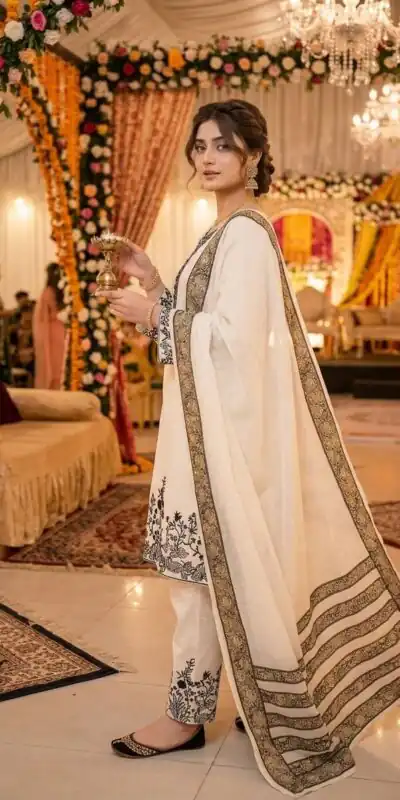LG 2107 White Rayon Salwar Suit with Embroidery Work & Mirror Work. Grab it for ₹1999. Delivery 4-6 Working Days. Shop now. | Casual Suits, Jump Suits, Creative suits, Designer Suits, Palazzo Suits, Party Wear Suits, Patiala Suits, Salwar suit, Straight Suits