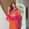 DC 119 Orange Chinon Salwar Suit with Embroidery Work & Digital Print. Festive Deal ₹1899. Delivery 4-6 Working Days. Shop now. | Casual Suits, Jump Suits, Creative suits, Designer Suits, Palazzo Suits, Party Wear Suits, Patiala Suits, Salwar suit, Straight Suits