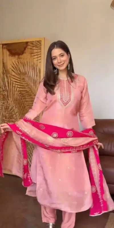 DC 119 Pink Chinon Salwar Suit with Embroidery Work & Digital Print. Festive Deal ₹1899. Delivery 4-6 Working Days. Shop now. | Casual Suits, Jump Suits, Creative suits, Designer Suits, Palazzo Suits, Party Wear Suits, Patiala Suits, Salwar suit, Straight Suits