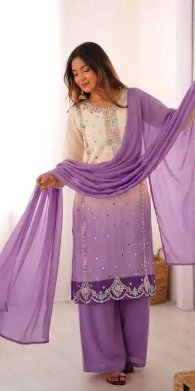 SR 1712 Lavender Color Faux Georgette Salwar Suit with Designer Work. Affordable Price ₹1999. Delivery 4-6 Working Days. Shop now. | Casual Suits, Jump Suits, Creative suits, Designer Suits, Palazzo Suits, Party Wear Suits, Patiala Suits, Salwar suit, Straight Suits