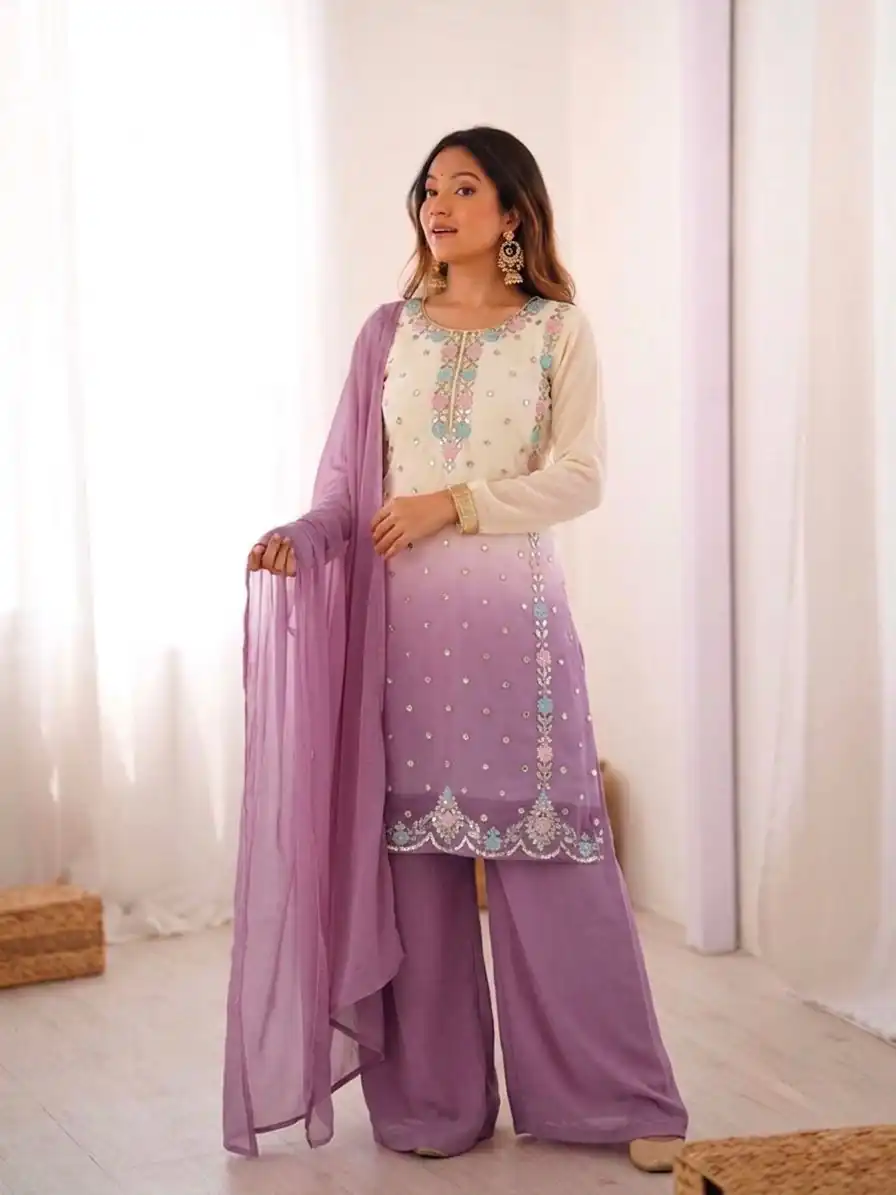 SR 1712 Lavender Color Faux Georgette Salwar Suit with Designer Work. Affordable Price ₹1999. Delivery 4-6 Working Days. Shop now. | Casual Suits, Jump Suits, Creative suits, Designer Suits, Palazzo Suits, Party Wear Suits, Patiala Suits, Salwar suit, Straight Suits