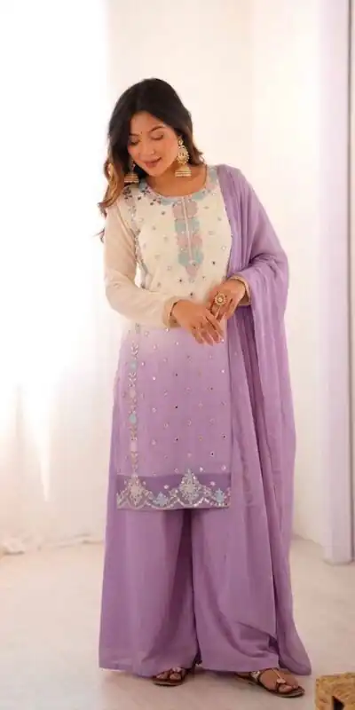 SR 1712 Lavender Color Faux Georgette Salwar Suit with Designer Work. Affordable Price ₹1999. Delivery 4-6 Working Days. Shop now. | Casual Suits, Jump Suits, Creative suits, Designer Suits, Palazzo Suits, Party Wear Suits, Patiala Suits, Salwar suit, Straight Suits