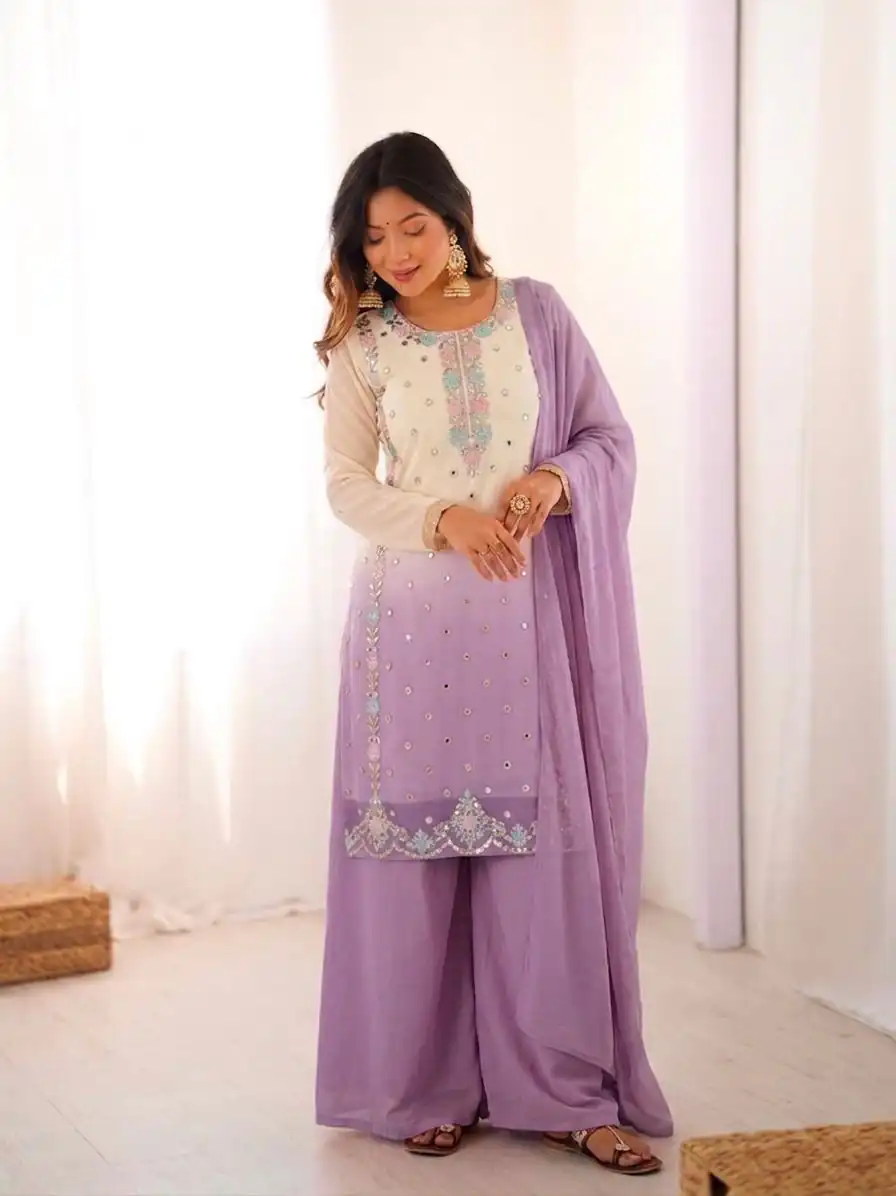 SR 1712 Lavender Color Faux Georgette Salwar Suit with Designer Work. Affordable Price ₹1999. Delivery 4-6 Working Days. Shop now. | Casual Suits, Jump Suits, Creative suits, Designer Suits, Palazzo Suits, Party Wear Suits, Patiala Suits, Salwar suit, Straight Suits