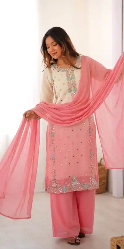 SR 1712 Pink Color Faux Georgette Salwar Suit with Designer Work. Affordable Price ₹1999. Delivery 4-6 Working Days. Shop now. | Casual Suits, Jump Suits, Creative suits, Designer Suits, Palazzo Suits, Party Wear Suits, Patiala Suits, Salwar suit, Straight Suits