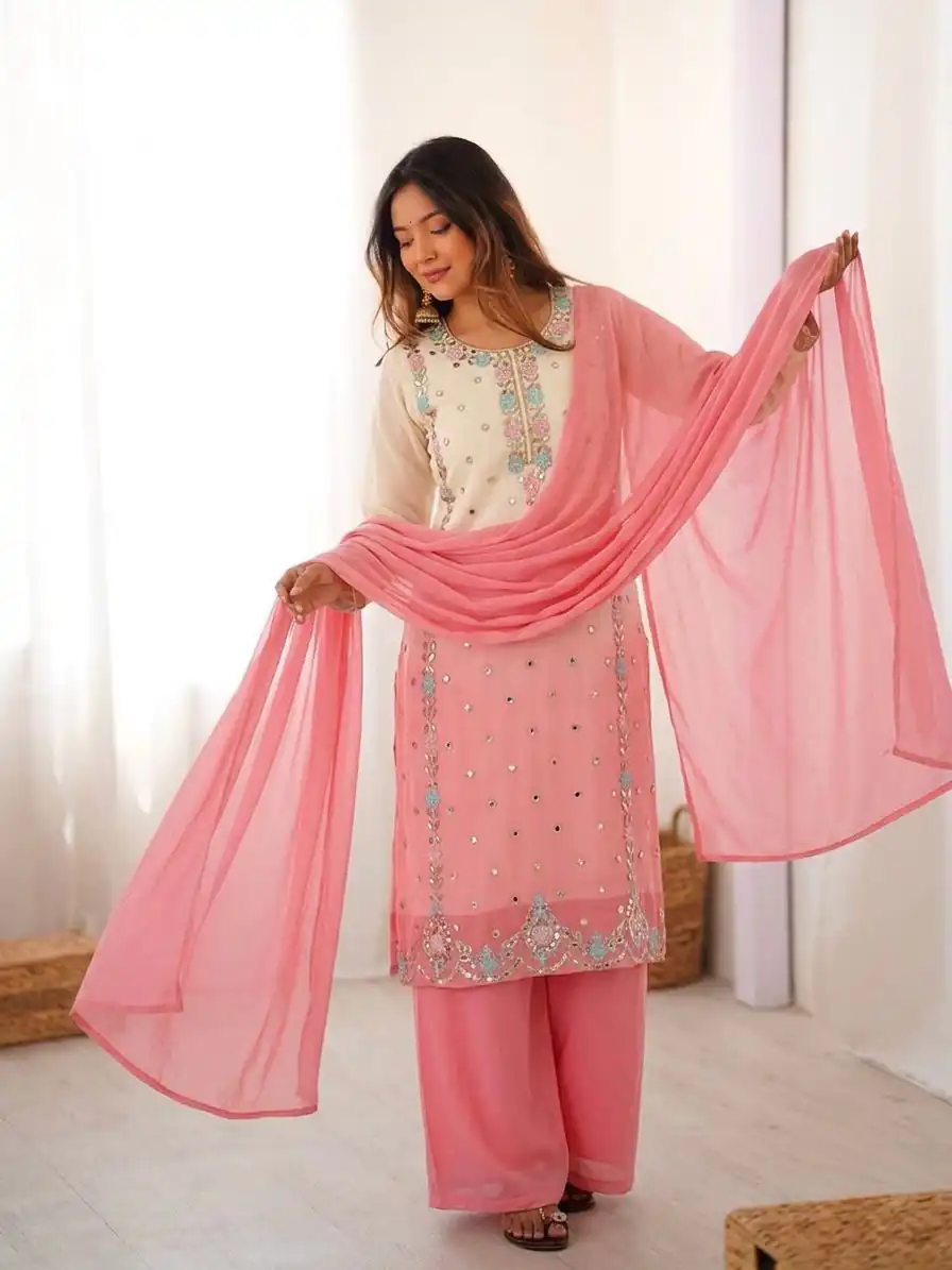 SR 1712 Pink Color Faux Georgette Salwar Suit with Designer Work. Affordable Price ₹1999. Delivery 4-6 Working Days. Shop now. | Casual Suits, Jump Suits, Creative suits, Designer Suits, Palazzo Suits, Party Wear Suits, Patiala Suits, Salwar suit, Straight Suits