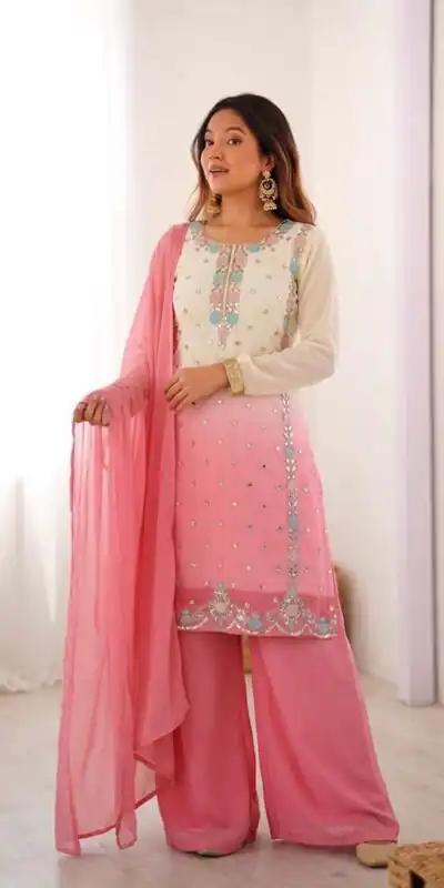 SR 1712 Pink Color Faux Georgette Salwar Suit with Designer Work. Affordable Price ₹1999. Delivery 4-6 Working Days. Shop now. | Casual Suits, Jump Suits, Creative suits, Designer Suits, Palazzo Suits, Party Wear Suits, Patiala Suits, Salwar suit, Straight Suits