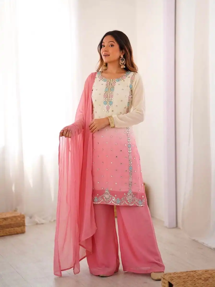 SR 1712 Pink Color Faux Georgette Salwar Suit with Designer Work. Affordable Price ₹1999. Delivery 4-6 Working Days. Shop now. | Casual Suits, Jump Suits, Creative suits, Designer Suits, Palazzo Suits, Party Wear Suits, Patiala Suits, Salwar suit, Straight Suits