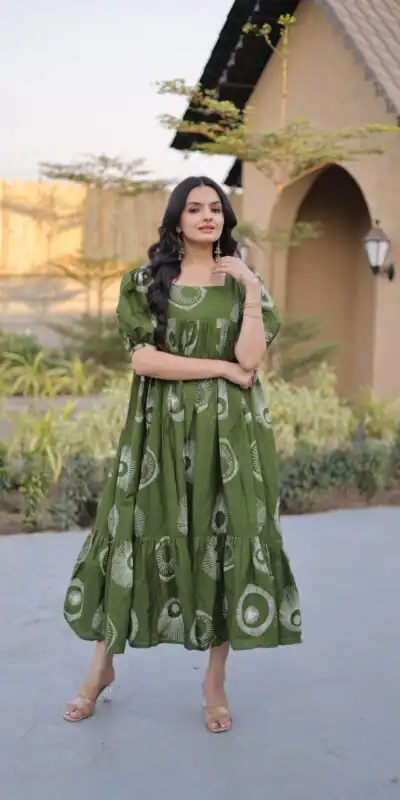 KA 1249 Green Color Cotton Kurti with Printed Designer Work. Exclusive Offer ₹1519. Delivery 4-6 Working Days. Online Shop now. | Bollywood Kurti, Creative Kurtis, Designer Kurti, Kurti, Party Wear Kurti, Selfie Kurti