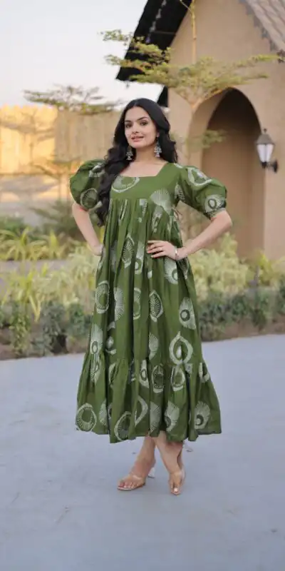 KA 1249 Green Color Cotton Kurti with Printed Designer Work. Exclusive Offer ₹1519. Delivery 4-6 Working Days. Online Shop now. | Bollywood Kurti, Creative Kurtis, Designer Kurti, Kurti, Party Wear Kurti, Selfie Kurti