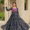 Ram 122 Black in Faux Georgette. Embroidery Work & Mirror Work Gown Festive Deal ₹1949. Delivery 4-6 Working Days. Shop now. | Bollywood Gowns, Creative Gowns, Designer Gowns, Embroidered Gowns, Gowns, Party Wear Gowns