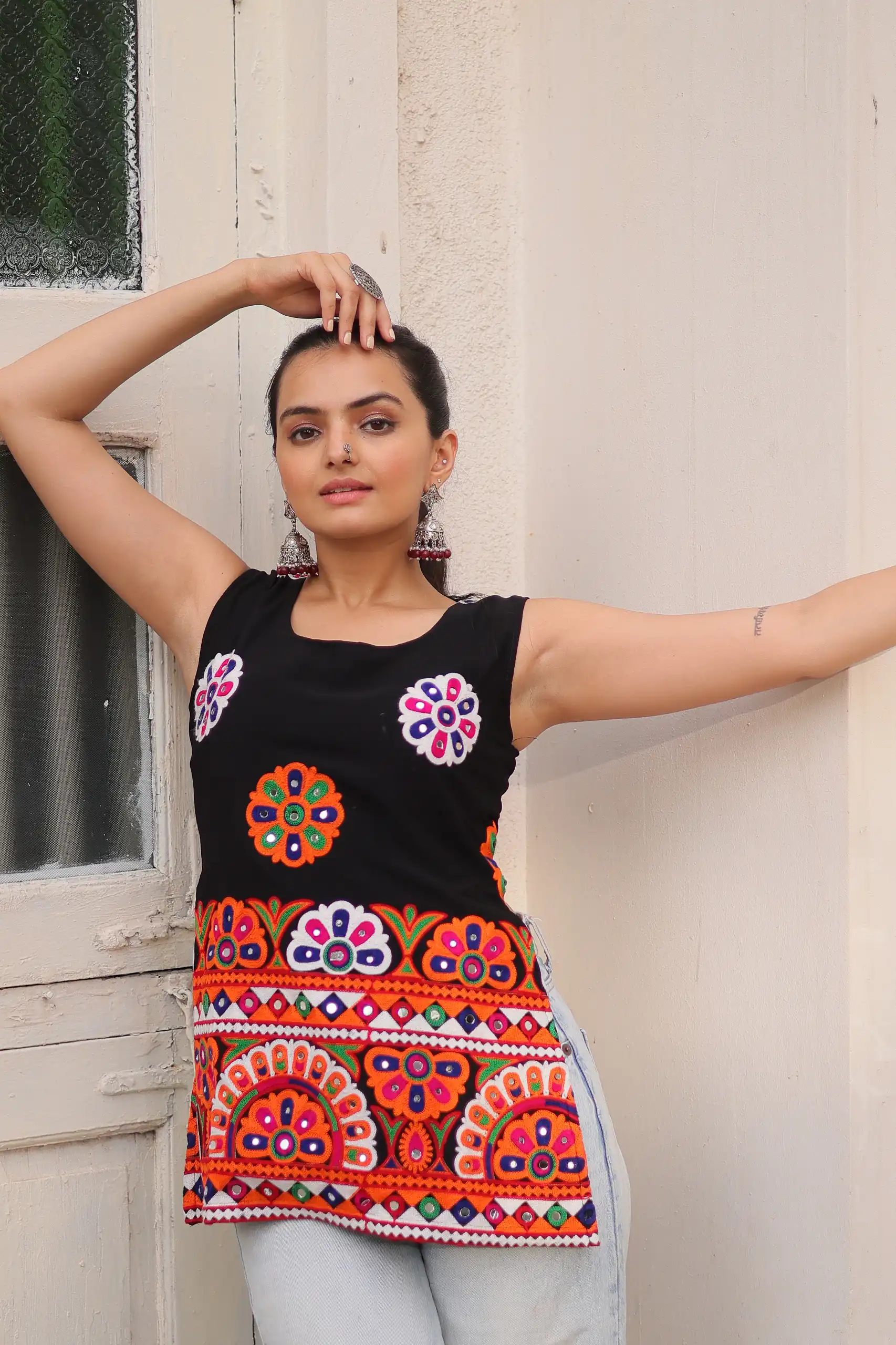 KA 1196 Black Georgette Kurti with Gamthi Work.Wedding, Party, Festive, Events, Exclusive Offer ₹1469. Delivery 4-6 Working Days. Shop now. | Bollywood Kurti, Creative Kurtis, Designer Kurti, Kurti, Party Wear Kurti, Selfie Kurti
