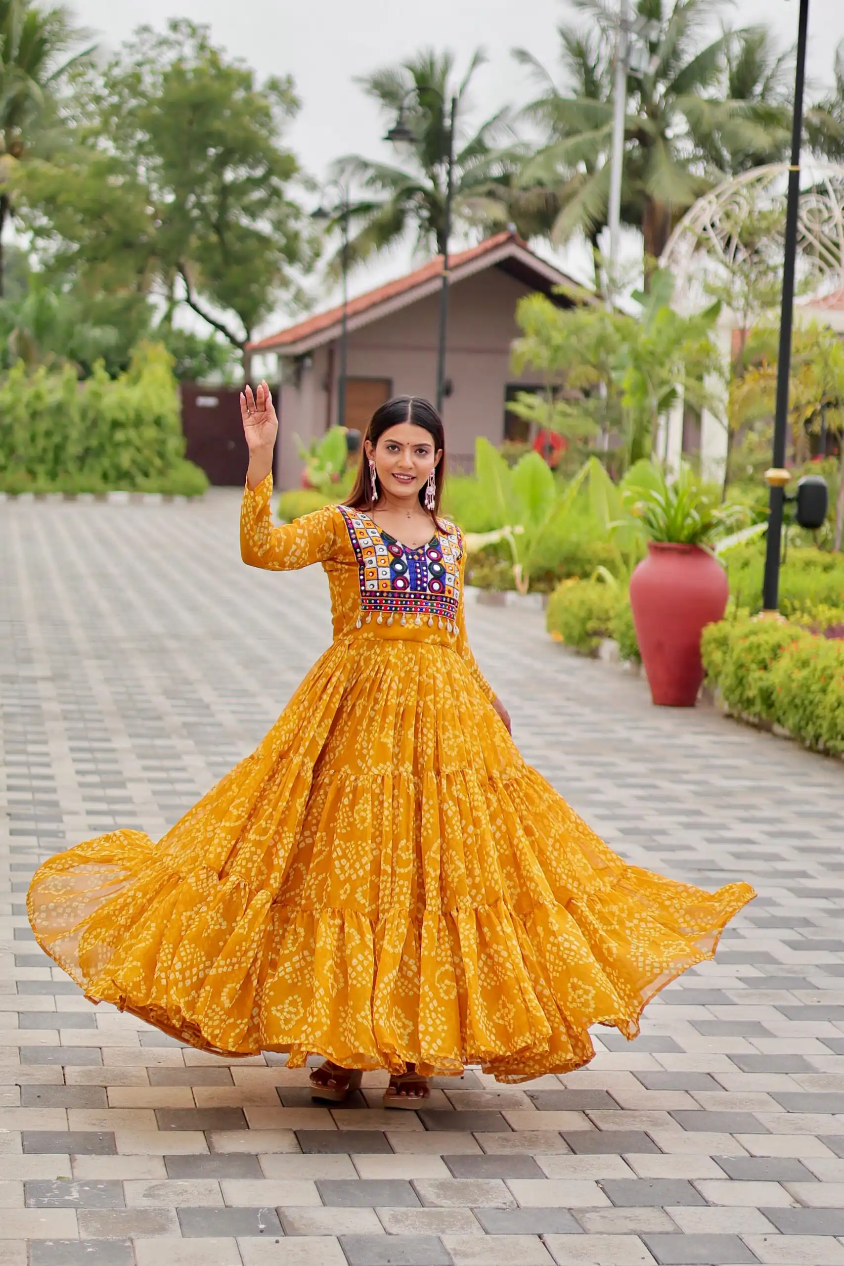 Ram 122 Mustard in Foux Georgette. Embroidery Work & Mirror Work Gown Festive Deal ₹1949. Delivery 4-6 Working Days. Shop now. | Bollywood Gowns, Creative Gowns, Designer Gowns, Embroidered Gowns, Gowns, Party Wear Gowns