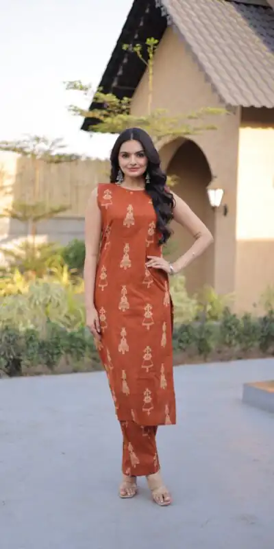 Rust Cotton Kurti KA 1251 Rust with Designer Work. Wedding, Party, Festive, Events, Special Price ₹1519. Delivery 4-6 Working Days. Shop now. | Bollywood Kurti, Creative Kurtis, Designer Kurti, Kurti, Party Wear Kurti, Selfie Kurti