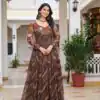 Ram 109 Brown Color Faux Georgette Gown with Mirror Work. Wedding, Party, Festive, Events Get it for ₹1999. Delivery 4-6 Working Days.Online Shop now. | Bollywood Gowns, Creative Gowns, Designer Gowns, Embroidered Gowns, Gowns, Party Wear Gowns