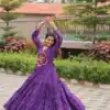 Ram 121 Purple Color Faux Georgette Gown with Mirror Work. Wedding, Party, Festive, Events Get it for ₹1549. Delivery 4-6 Working Days.Online Shop now. | Bollywood Gowns, Creative Gowns, Designer Gowns, Embroidered Gowns, Gowns, Party Wear Gowns