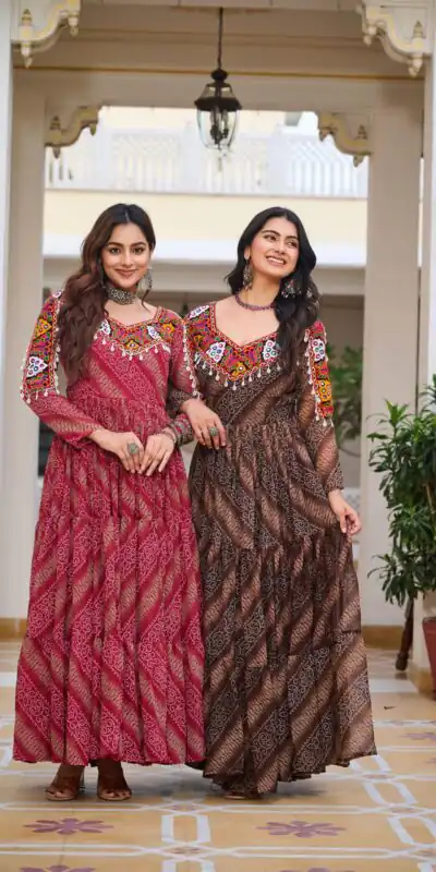 Ram 109 Red Color Faux Georgette Gown with Mirror Work. Wedding, Party, Festive, Events Get it for ₹1999. Delivery 4-6 Working Days.Online Shop now. | Bollywood Gowns, Creative Gowns, Designer Gowns, Embroidered Gowns, Gowns, Party Wear Gowns