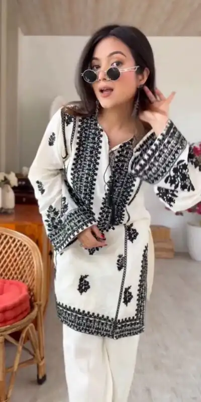 SRK 5349 White Rayon Butti Silk Salwar Suit with Embroidery Work. Special Price ₹1899. Delivery 4-6 Working Days. Shop now. | Casual Suits, Jump Suits, Creative suits, Designer Suits, Palazzo Suits, Party Wear Suits, Patiala Suits, Salwar suit, Straight Suits