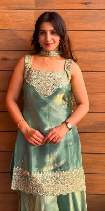 NF 1284 Green Fandy Silk Salwar Suit with Embroidery Work. Wedding, Party, Festive, Events Now at just ₹1999. Delivery 4-6 Working Days. Shop now. | Casual Suits, Jump Suits, Creative suits, Designer Suits, Palazzo Suits, Party Wear Suits, Patiala Suits, Salwar suit, Straight Suits
