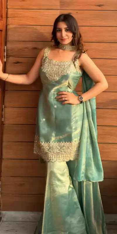 NF 1284 Green Fandy Silk Salwar Suit with Embroidery Work. Wedding, Party, Festive, Events Now at just ₹1999. Delivery 4-6 Working Days. Shop now. | Casual Suits, Jump Suits, Creative suits, Designer Suits, Palazzo Suits, Party Wear Suits, Patiala Suits, Salwar suit, Straight Suits