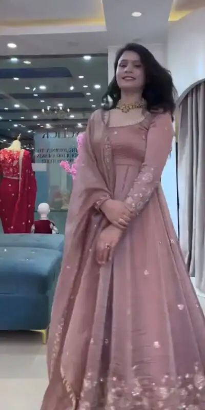 Alternative view of Elegant Onion Crunchy Silk Embroidery Cut Work Gown