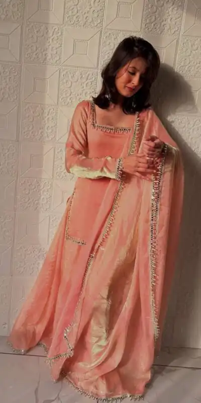 ZB 5063 Peach Fandy Silk Salwar Suit with Embroidery Work. Wedding, Party, Festive, Events Now at just ₹1949. Delivery 4-6 Working Days. Shop now. | Casual Suits, Jump Suits, Creative suits, Designer Suits, Palazzo Suits, Party Wear Suits, Patiala Suits, Salwar suit, Straight Suits