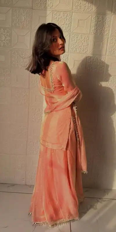ZB 5063 Peach Fandy Silk Salwar Suit with Embroidery Work. Wedding, Party, Festive, Events Now at just ₹1949. Delivery 4-6 Working Days. Shop now. | Casual Suits, Jump Suits, Creative suits, Designer Suits, Palazzo Suits, Party Wear Suits, Patiala Suits, Salwar suit, Straight Suits