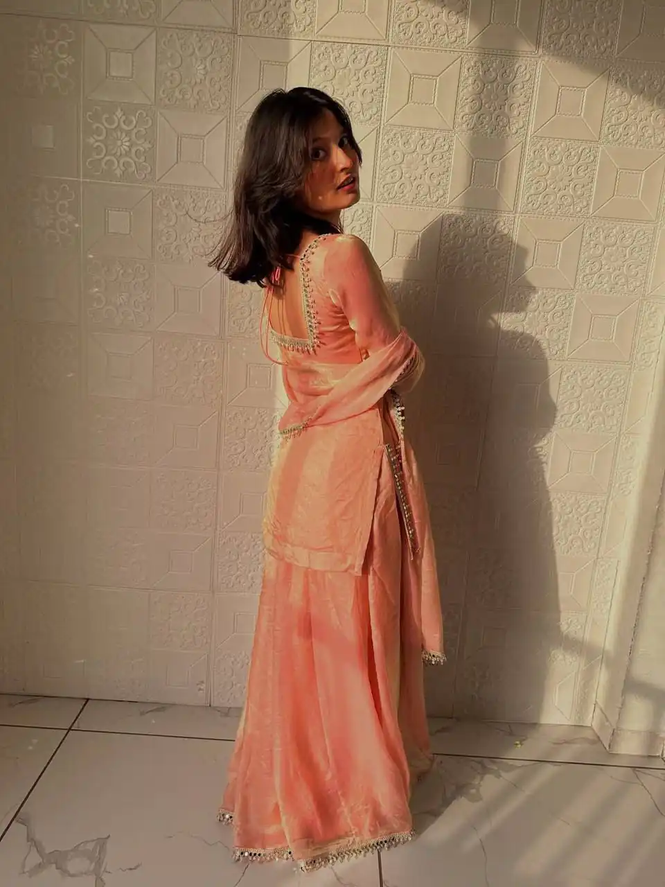 ZB 5063 Peach Fandy Silk Salwar Suit with Embroidery Work. Wedding, Party, Festive, Events Now at just ₹1949. Delivery 4-6 Working Days. Shop now. | Casual Suits, Jump Suits, Creative suits, Designer Suits, Palazzo Suits, Party Wear Suits, Patiala Suits, Salwar suit, Straight Suits