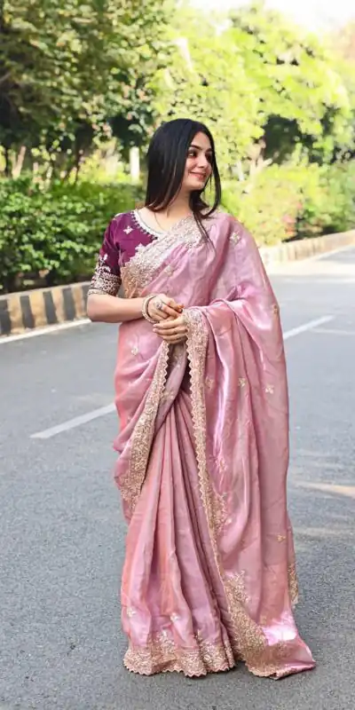 JR 666 Pink Fendy Satin Saree Perfect for Wedding, Party, Durga Puja, Raksha Bandhan, Sangeet – . Festive Deal ₹1949. Delivery 4-6 Working Days. | Creative Sarees, Bollywood Sarees, Designer Sarees, Embroidered Sarees, Ethnic Saree, Modern Digital sarees, Party Wear Sarees, Sarees