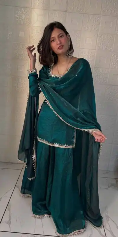 ZB 5063 Teal Fandy Silk Salwar Suit with Embroidery Work. Wedding, Party, Festive, Events Now at just ₹1949. Delivery 4-6 Working Days. Shop now. | Casual Suits, Jump Suits, Creative suits, Designer Suits, Palazzo Suits, Party Wear Suits, Patiala Suits, Salwar suit, Straight Suits