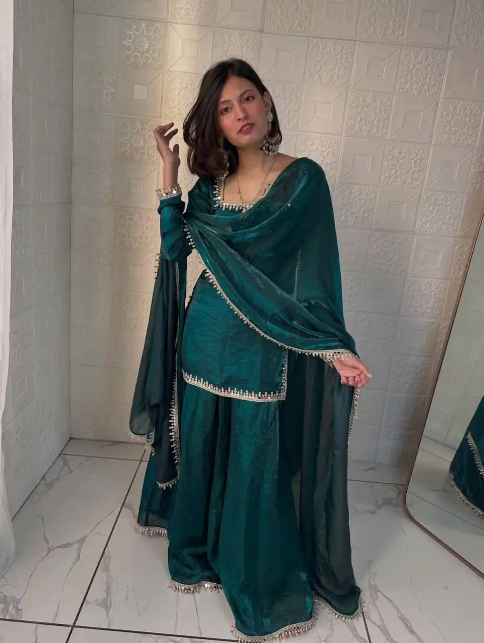 ZB 5063 Teal Fandy Silk Salwar Suit with Embroidery Work. Wedding, Party, Festive, Events Now at just ₹1949. Delivery 4-6 Working Days. Shop now. | Casual Suits, Jump Suits, Creative suits, Designer Suits, Palazzo Suits, Party Wear Suits, Patiala Suits, Salwar suit, Straight Suits