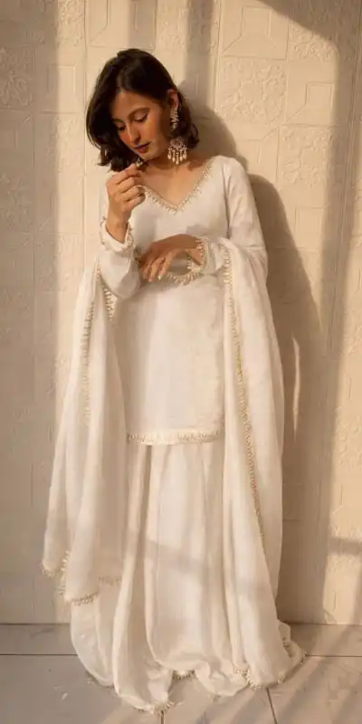 ZB 5063 White Fandy Silk Salwar Suit with Embroidery Work. Wedding, Party, Festive, Events Now at just ₹1949. Delivery 4-6 Working Days. Shop now. | Casual Suits, Jump Suits, Creative suits, Designer Suits, Palazzo Suits, Party Wear Suits, Patiala Suits, Salwar suit, Straight Suits