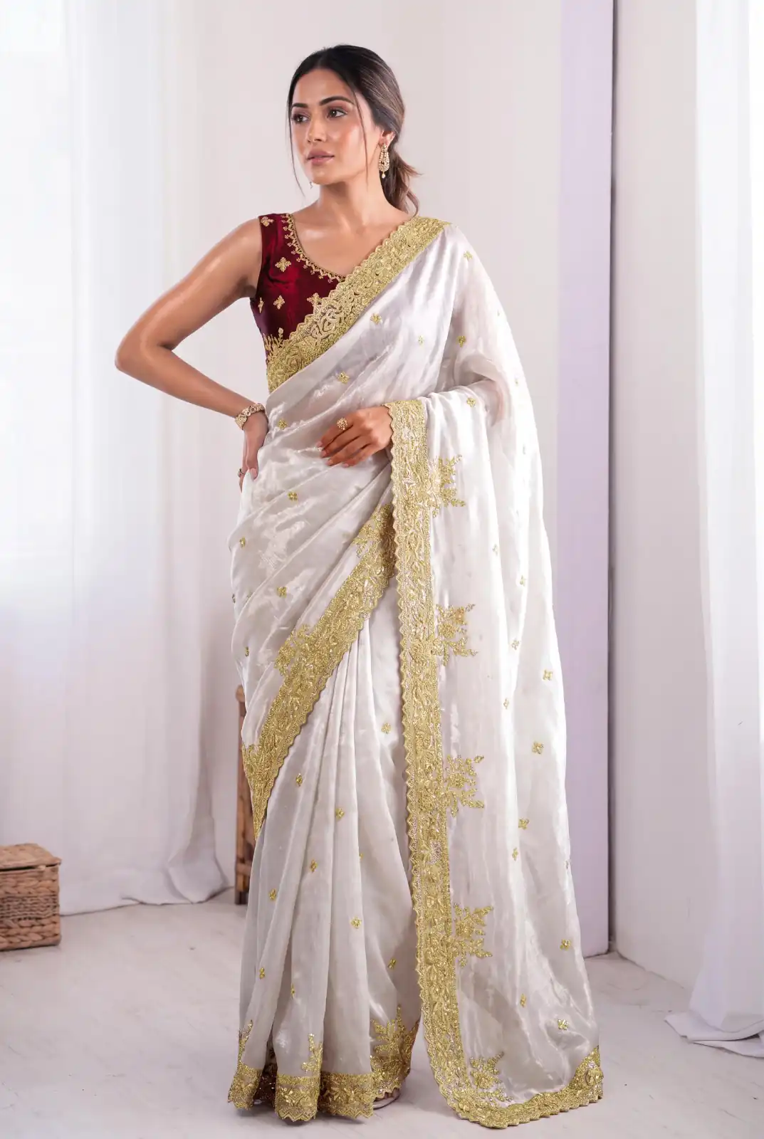 JR 666 White Fendy Satin Saree Perfect for Wedding, Party, Durga Puja, Raksha Bandhan, Sangeet – . Festive Deal ₹1949. Delivery 4-6 Working Days. | Creative Sarees, Bollywood Sarees, Designer Sarees, Embroidered Sarees, Ethnic Saree, Modern Digital sarees, Party Wear Sarees, Sarees