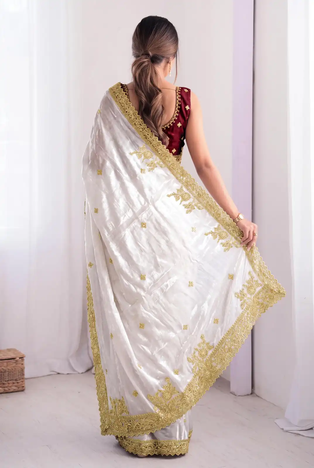 JR 666 White Fendy Satin Saree Perfect for Wedding, Party, Durga Puja, Raksha Bandhan, Sangeet – . Festive Deal ₹1949. Delivery 4-6 Working Days. | Creative Sarees, Bollywood Sarees, Designer Sarees, Embroidered Sarees, Ethnic Saree, Modern Digital sarees, Party Wear Sarees, Sarees