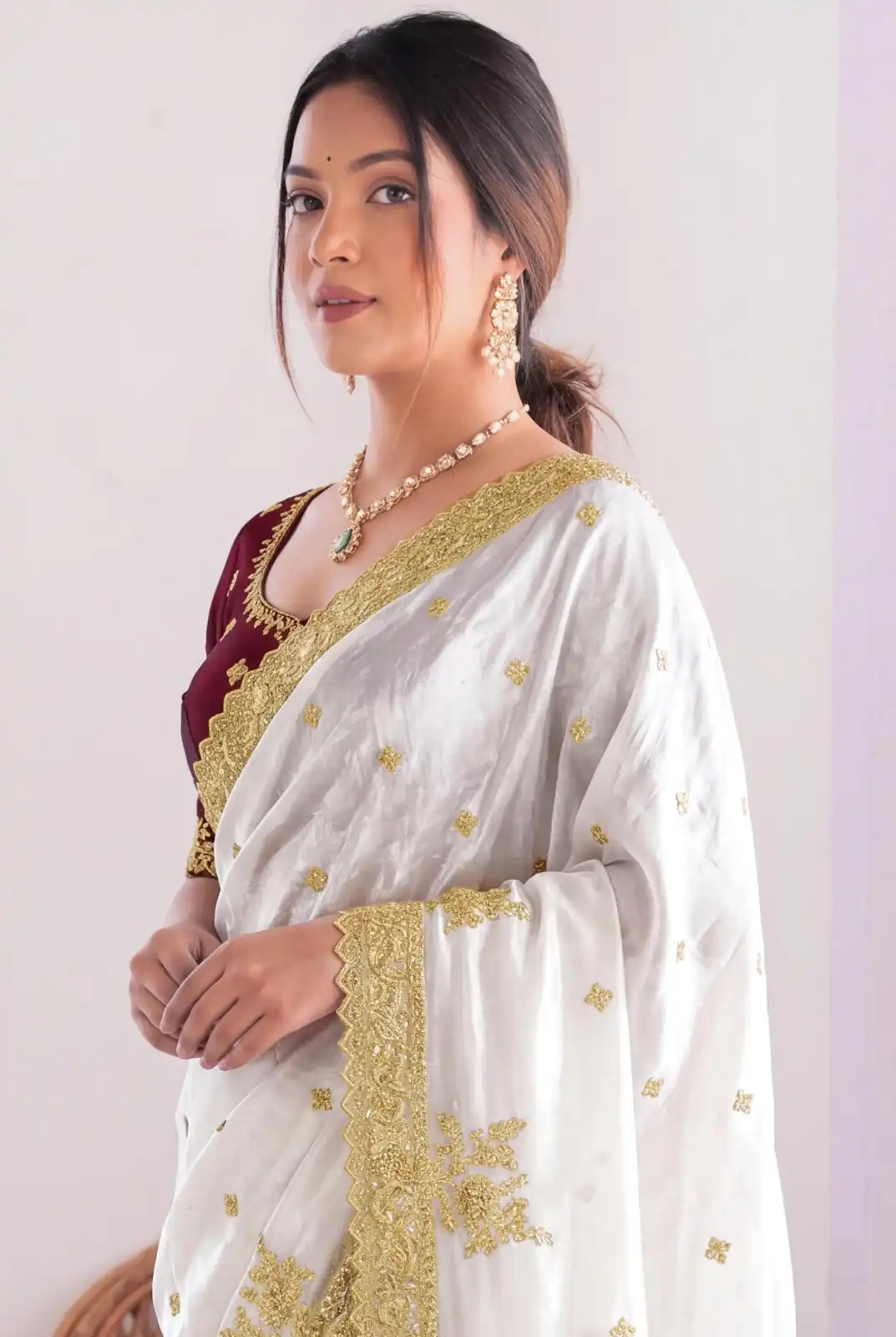 JR 666 White Fendy Satin Saree Perfect for Wedding, Party, Durga Puja, Raksha Bandhan, Sangeet – . Festive Deal ₹1949. Delivery 4-6 Working Days. | Creative Sarees, Bollywood Sarees, Designer Sarees, Embroidered Sarees, Ethnic Saree, Modern Digital sarees, Party Wear Sarees, Sarees