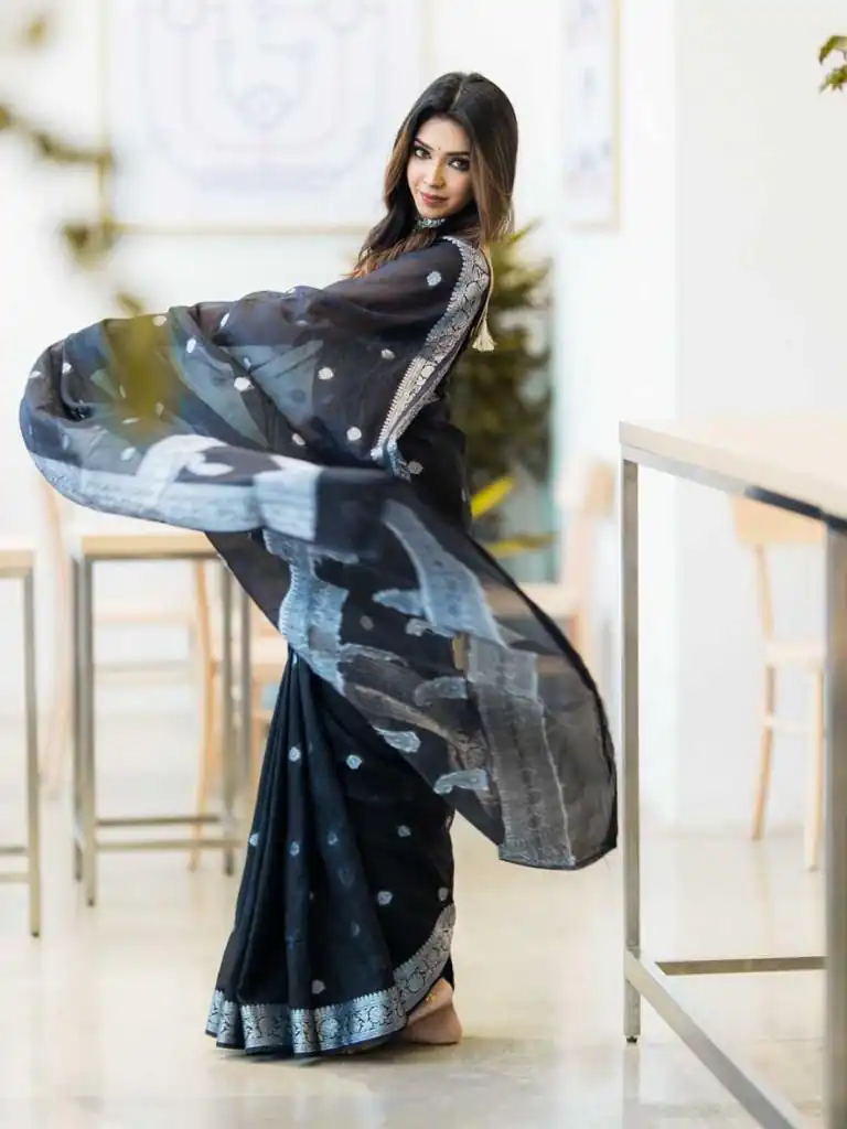 KPR 120 Black Soft Lilan Slab Saree Perfect for Wedding, Party, Lohri, Durga Puja, Pongal – . Get it for ₹1349. Delivery 4-6 Working Days. Shop now. | Creative Sarees, Bollywood Sarees, Designer Sarees, Embroidered Sarees, Ethnic Saree, Modern Digital sarees, Party Wear Sarees, Sarees
