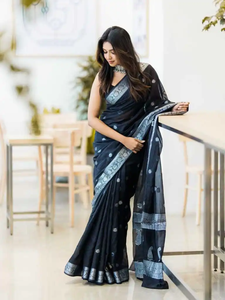 KPR 120 Black Soft Lilan Slab Saree Perfect for Wedding, Party, Lohri, Durga Puja, Pongal – . Get it for ₹1349. Delivery 4-6 Working Days. Shop now. | Creative Sarees, Bollywood Sarees, Designer Sarees, Embroidered Sarees, Ethnic Saree, Modern Digital sarees, Party Wear Sarees, Sarees