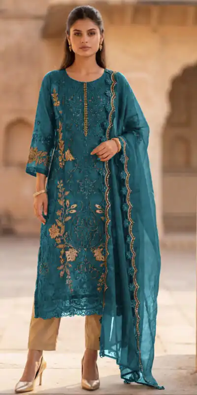 FC 1220 Blue Crunchy Salwar Suit with Embroidery Work. Wedding, Party, Festive, Events Grab it for ₹2149. Delivery 4-6 Working Days. Shop now. | Casual Suits, Jump Suits, Creative suits, Designer Suits, Palazzo Suits, Party Wear Suits, Patiala Suits, Salwar suit, Straight Suits