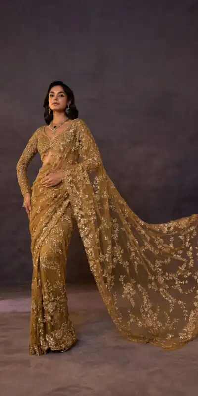DF 3475 Golden Butterfly Net Saree Sequence with Work & Zari Work. Introductory Price ₹1799. Delivery 4-6 Working Days. Shop now. | Creative Sarees, Bollywood Sarees, Designer Sarees, Embroidered Sarees, Ethnic Saree, Modern Digital sarees, Party Wear Sarees, Sarees