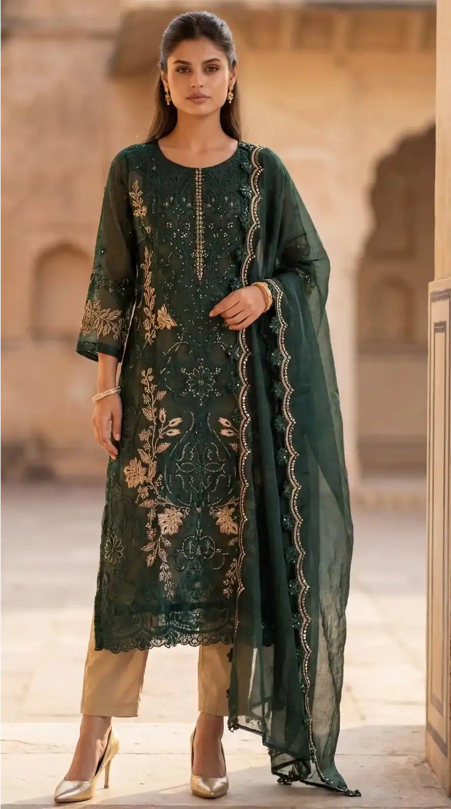 FC 1220 Green Crunchy Salwar Suit with Embroidery Work. Wedding, Party, Festive, Events Grab it for ₹2149. Delivery 4-6 Working Days. Shop now. | Casual Suits, Jump Suits, Creative suits, Designer Suits, Palazzo Suits, Party Wear Suits, Patiala Suits, Salwar suit, Straight Suits