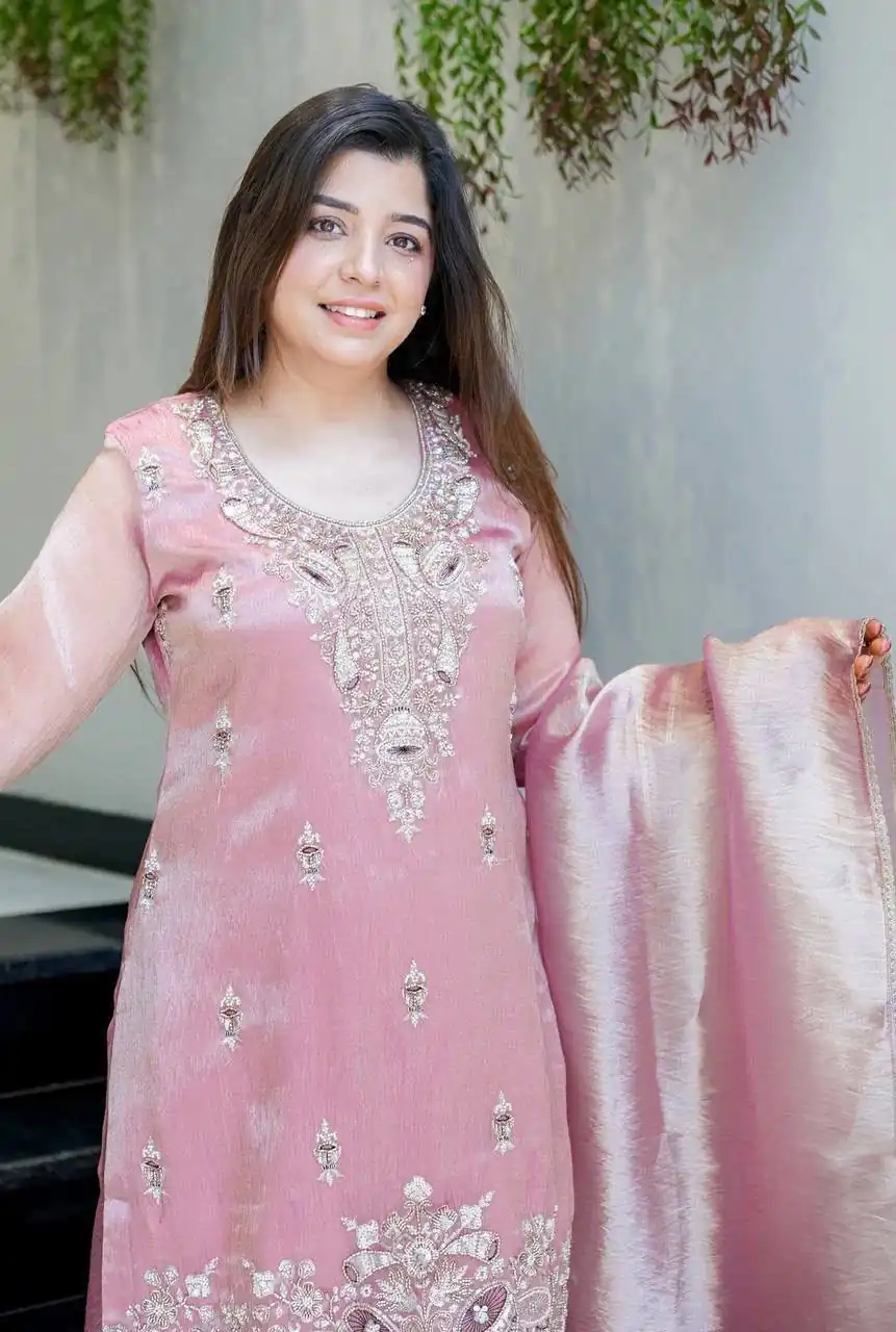 DC 114 Pink Fandy Satin Salwar Suit with Embroidery Work & Lace Work. Exclusive Offer ₹1899. Delivery 4-6 Working Days. Shop now. | Casual Suits, Jump Suits, Creative suits, Designer Suits, Palazzo Suits, Party Wear Suits, Patiala Suits, Salwar suit, Straight Suits