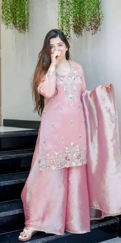 DC 114 Pink Fandy Satin Salwar Suit with Embroidery Work & Lace Work. Exclusive Offer ₹1899. Delivery 4-6 Working Days. Shop now. | Casual Suits, Jump Suits, Creative suits, Designer Suits, Palazzo Suits, Party Wear Suits, Patiala Suits, Salwar suit, Straight Suits