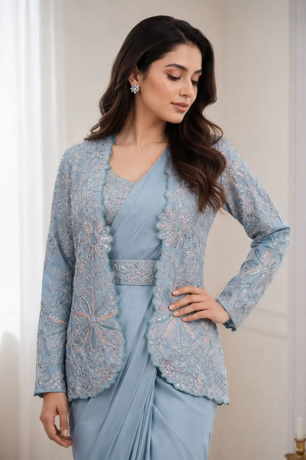 BB 62 Powder Blue Crap Silk Saree with Embroidery Work. Wedding, Party, Festive, Events Festive Deal ₹2499. Delivery 4-6 Working Days. Shop now. | Creative Sarees, Bollywood Sarees, Designer Sarees, Embroidered Sarees, Ethnic Saree, Modern Digital sarees, Party Wear Sarees, Sarees