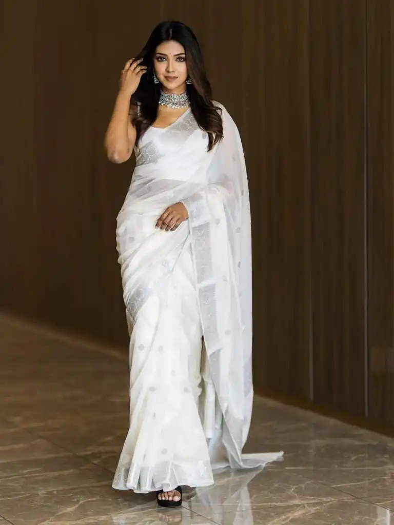 KPR 120 White Soft Lilan Slab Saree Perfect for Wedding, Party, Lohri, Durga Puja, Pongal – . Get it for ₹1349. Delivery 4-6 Working Days. Shop now. | Creative Sarees, Bollywood Sarees, Designer Sarees, Embroidered Sarees, Ethnic Saree, Modern Digital sarees, Party Wear Sarees, Sarees