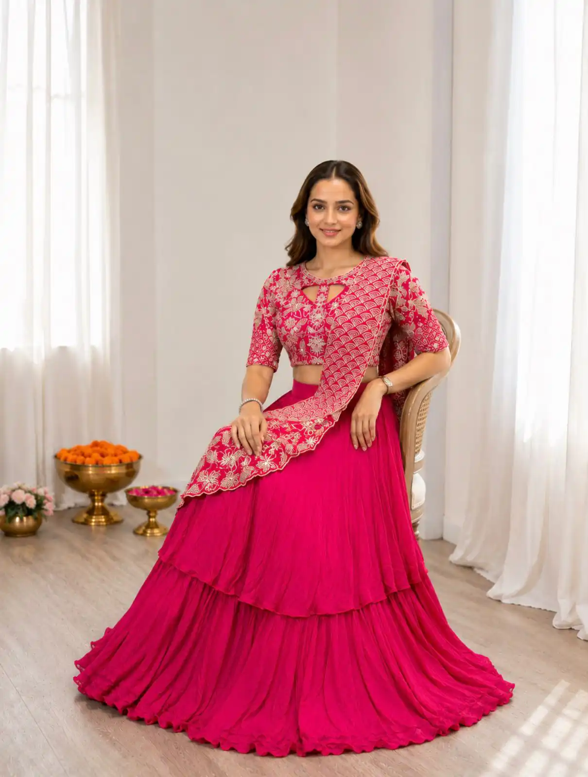 BB 75 Pink Color French Crape Saree with Embroidery Work. Wedding, Party, Festive, Online Best Price ₹2399. Delivery 4-6 Working Days. Shop now. | Creative Sarees, Bollywood Sarees, Designer Sarees, Embroidered Sarees, Ethnic Saree, Modern Digital sarees, Party Wear Sarees, Sarees
