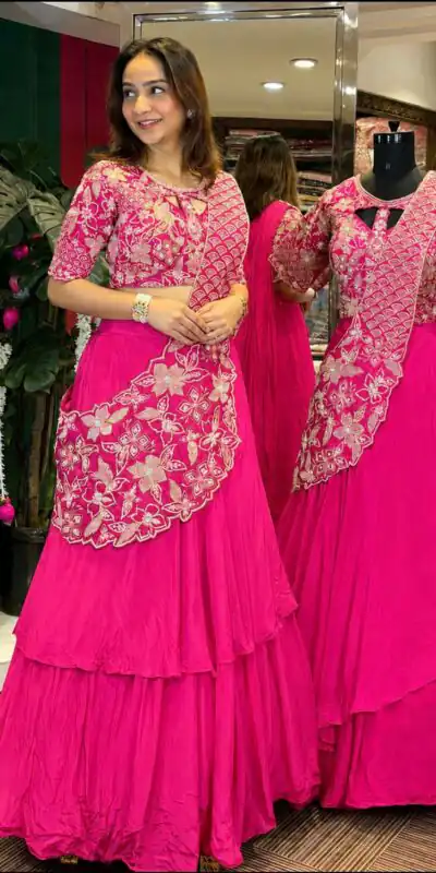 BB 75 Pink Color French Crape Saree with Embroidery Work. Wedding, Party, Festive, Online Best Price ₹2399. Delivery 4-6 Working Days. Shop now. | Creative Sarees, Bollywood Sarees, Designer Sarees, Embroidered Sarees, Ethnic Saree, Modern Digital sarees, Party Wear Sarees, Sarees